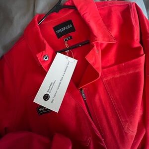 NWT Wildfang long sleeved jumpsuit red. Size XS